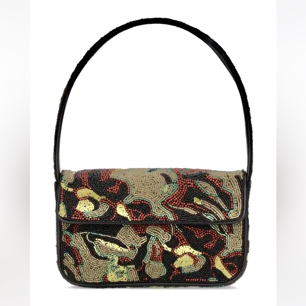 🌺🎉HP🎉🌺 NWOT Staud Beaded Tommy Shoulder Bag Tropical Camo 🌟Rare Find🌟 - Picture 13 of 16